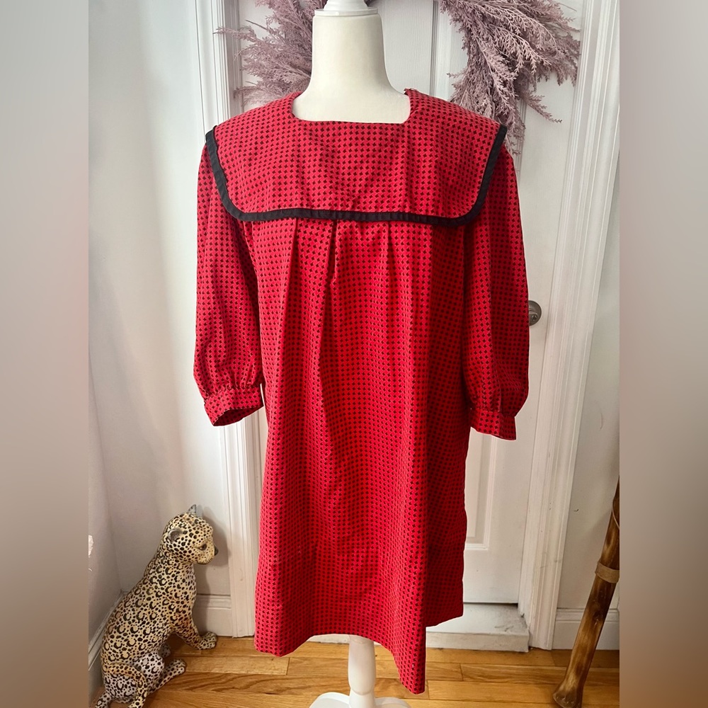 Red and black mini dress